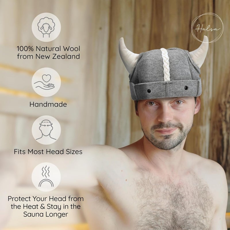 Halsa Sauna Hat,Handmade Natural Wool Sauna Cap for Men & Women, Eco-Friendly, Breathable, One Size Fits All for Spa, Steam Room, Banya, Bathhouse. Viking Style. - Image 5